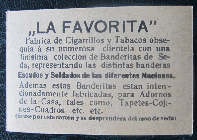 Cigarette Silks Card Liberia military La Favorita Soldiers Flag ORIGINAL BACK 2