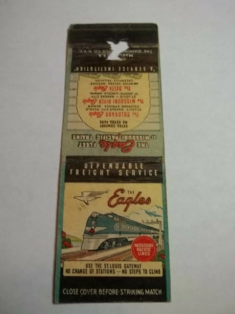 Matchbook Cover Eagle Missouri Pacific Lines Colorado Delta Railroad Train #203