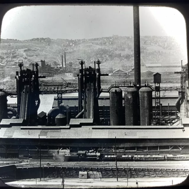 Vtg Magic Lantern Glass Slide Photo Keystone Blast Furnace Pittsburgh PA