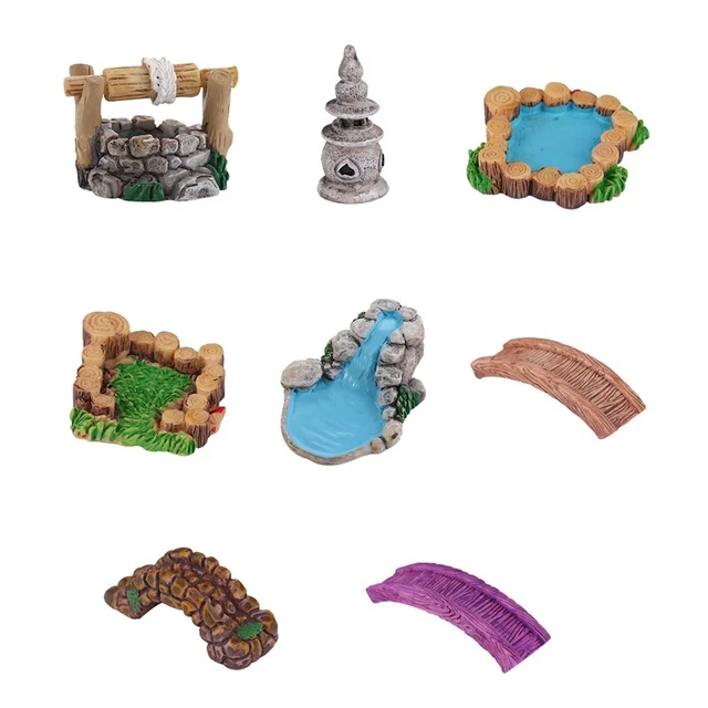 Miniatur Teich BrüCke Kit Figuren Miniatur Fee Garten Gnom Moos Terrarium GeC9R4