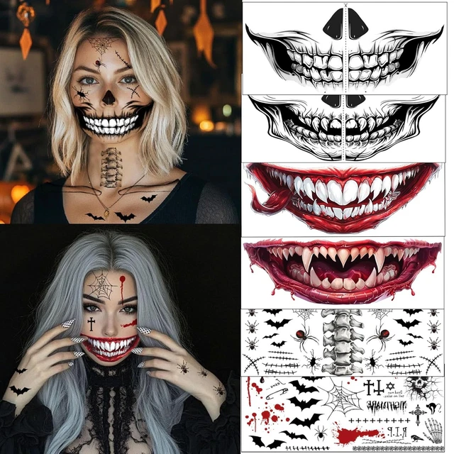 Produktbild von Halloween Tattoo Gesicht Blutig Clown Narben Gesichtstattoo Kostüm 227086860339