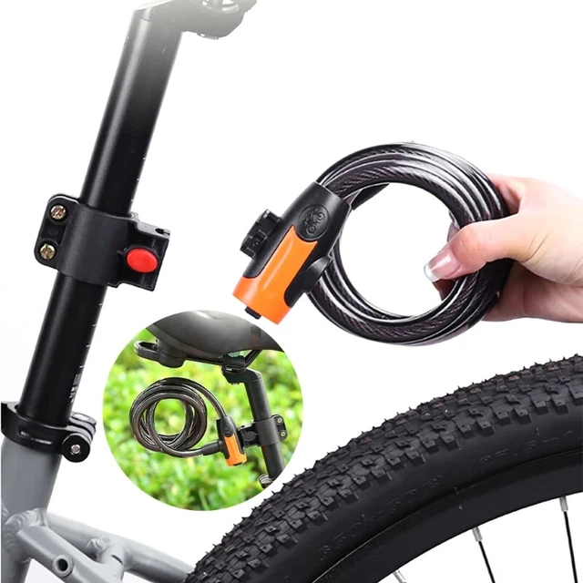 Bicycles Lock with 2 Keys and Bracket Bike Lock Cable Outdoor Cycling Equipment