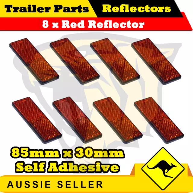8 x Red 85mm x 30mm Self Adhesive Reflectors- Superior Trailers