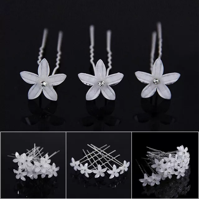 Classy U Shaped Hair Pins with Diamante Flowers Set of 20 Hair Accessories