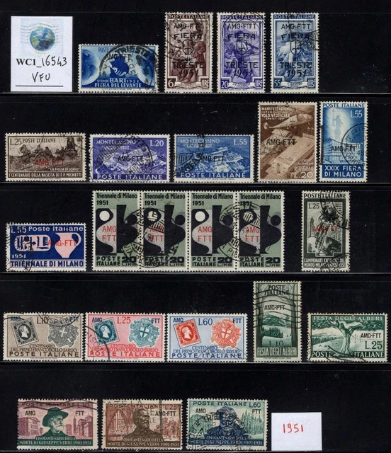 WC1_16543. ITALY: TRIESTE AMG FTT. Valuable lot of 1951 stamps & sets. Used