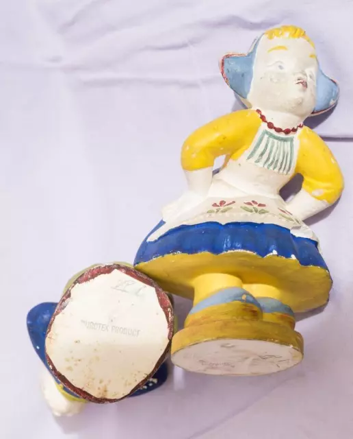 Vintage Pair of Durotex Products Handpainted Dutch Boy & Girl Figurine jds 2