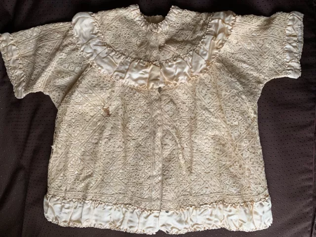 Incredibile Antico 1920s Handmade Guipure Pizzo Camicetta O Bambino Abito