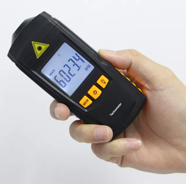 Digital LCD Laser Tachometer Non-Contact RPM Tach Test Motor Rotate Speed Meter