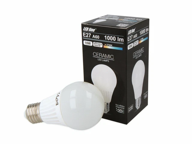 Lampadina LED Ceramica Bianco Caldo 2700K E27 SMD2835 230V 10W A60 1000lm Line