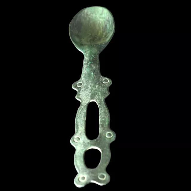 Replica Roman-Byzantine Bronze Spoon Openwork Handle 5th-8th C. AD Green Patina