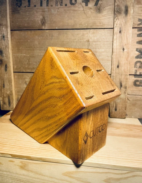CUTCO Cuchillo de Galera Bloque 7 Ranuras Miel Roble Madera Hecho en el BLOQUE EE. UU. SOLAMENTE