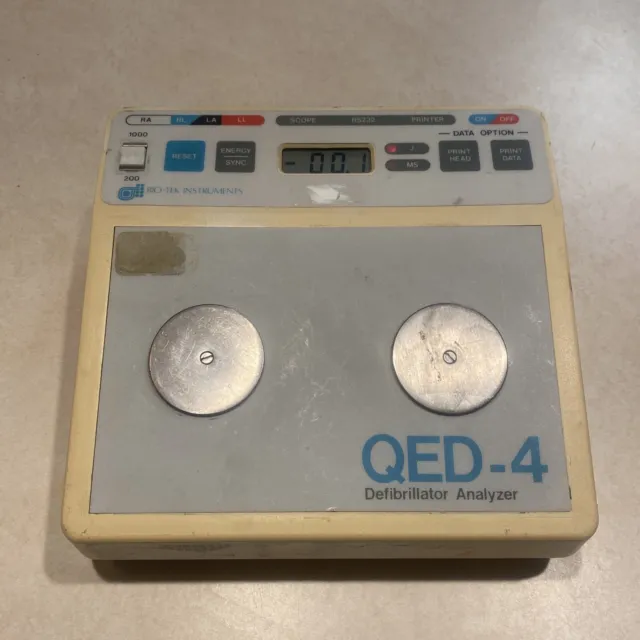 Bio-Tek ECG QED 4 Tester Analyzer For DEFIB AED Power Tested!