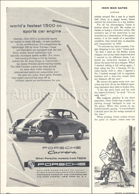 1957 PORCHE CARRERA sports car ad advert AUTOMOBILE UK British Britain