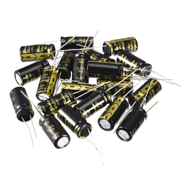 20pcs Radial Condensateur électrolytique 470uF 50V 105°C Vie 2000H 10x20mm Noir