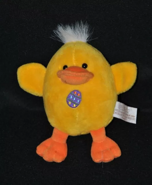 Peluche doudou canard poussin jaune GIPSY musical vibrant orange oeuf 14 cm TTBE
