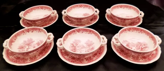 6 Suppentassen + 6 Untertassen Villeroy & Boch „Burgenland“ Rot - Top Zustand