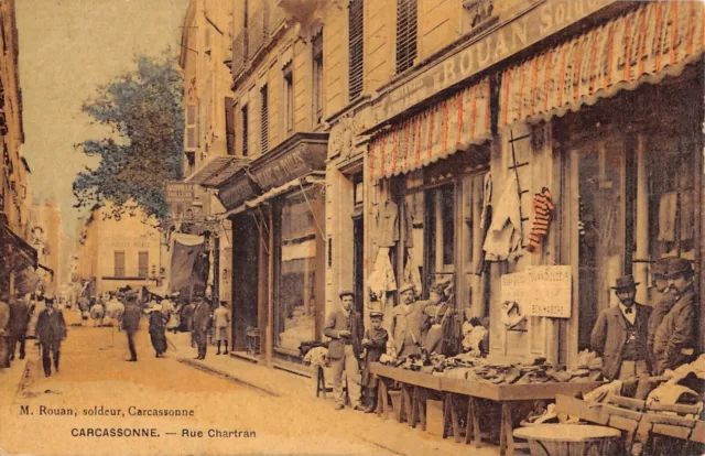 Cpa 11 Carcasonne / Rue Chartran / Magasin En Gros Plan