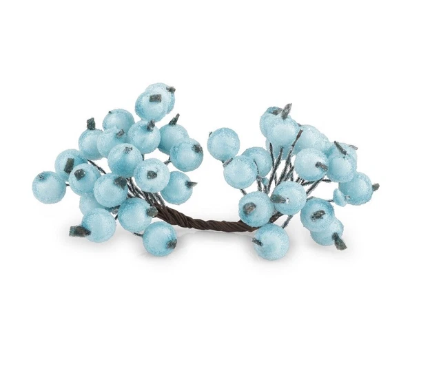 Beeren am Draht FROST hell-blau, 40 Beeren, Länge ca. 15 cm, Durchmesser: 1,2cm