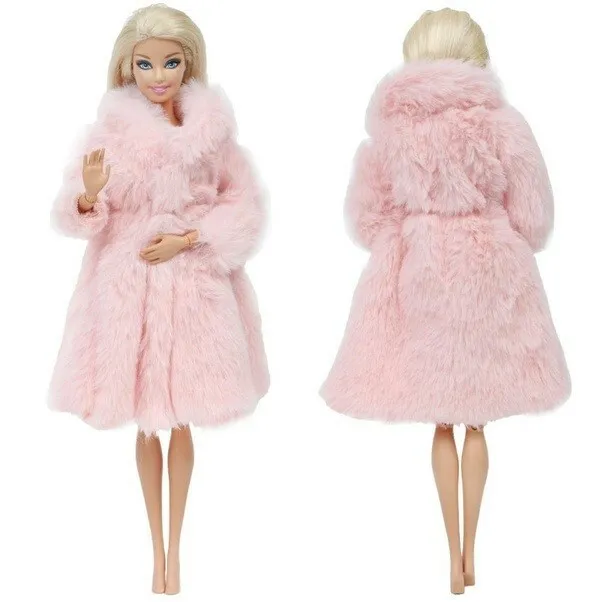 Barbie Princess Fur Coat Dress Accessories Clothes for Barbie Dolls Toys NEW 3