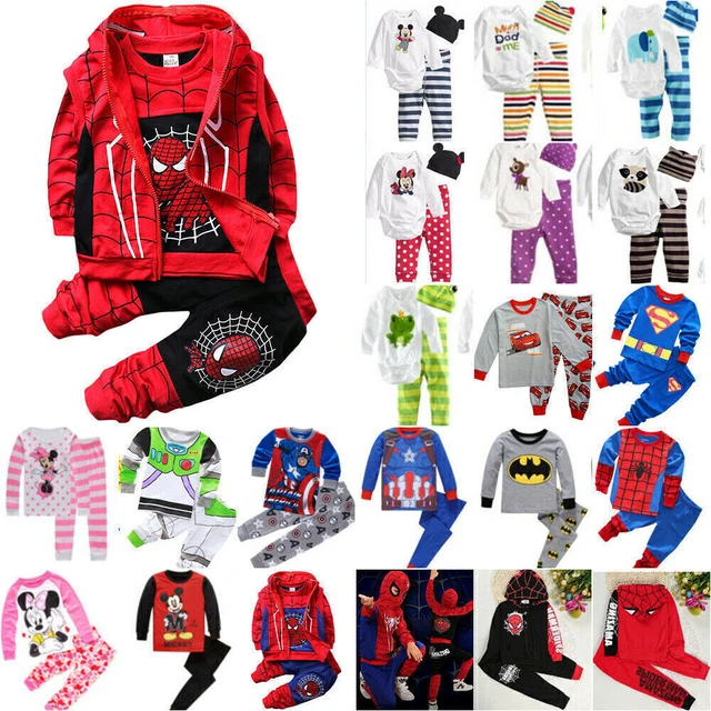 Tuta top pantaloni bambini ragazzi ragazze topolino supereroe pantaloni abiti lounge