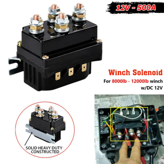 Winch Relay Solenoid Controller 12V 500A For 8000-12000LB Towing Trailer Truck