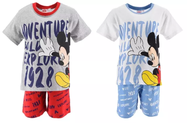 Boys Kids Disney Mickey Mouse T-Shirt and Shorts Sets for Ages 3-8 White or Grey