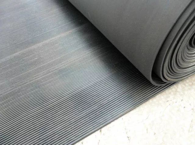 6mm Grooved Anti Slip Rubber Matting Fine Ribbed / Squares & Strips in all sizes