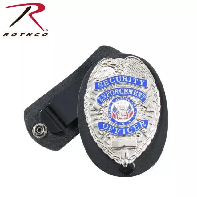 Leather Clip-On Oval Badge Holder with Swivel Snap. Badge Not Included.