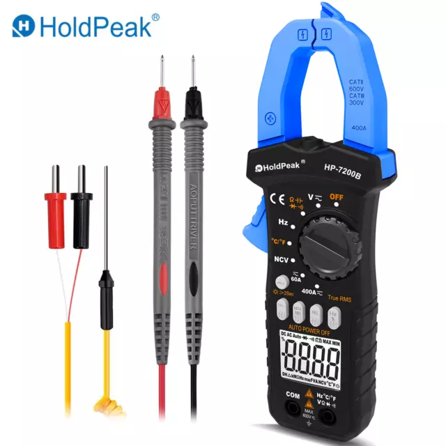 HoldPeak Digital Multimeter True RMS Clamp Meter DC/AC Continuity Capacitor Test