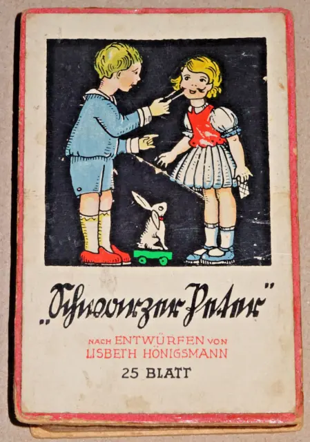 Altes Kartenspiel " Schwarzer Peter " - Design by Lisbeth Hönigsmann - Rarität
