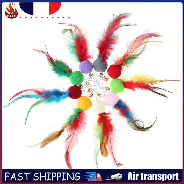 10pcs Pompom Feather for Cat Teasing Stick Kitten Teaser Ball Replacement Toys