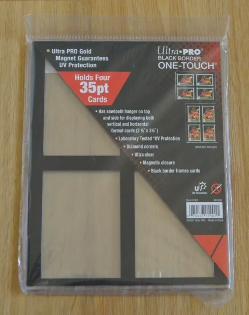 Ultra Pro 4-Card Black Border UV One-Touch 35pt Magnetic Trading Card Holder