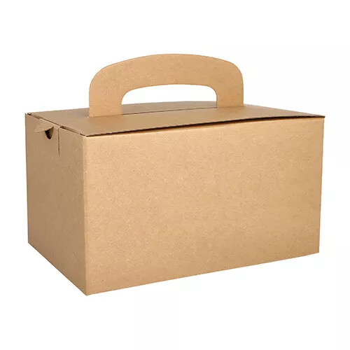 Lunch-Boxen, Material Pappe, "pure" eckig 12,5 cm x 15,5 cm x 22,5 cm braun