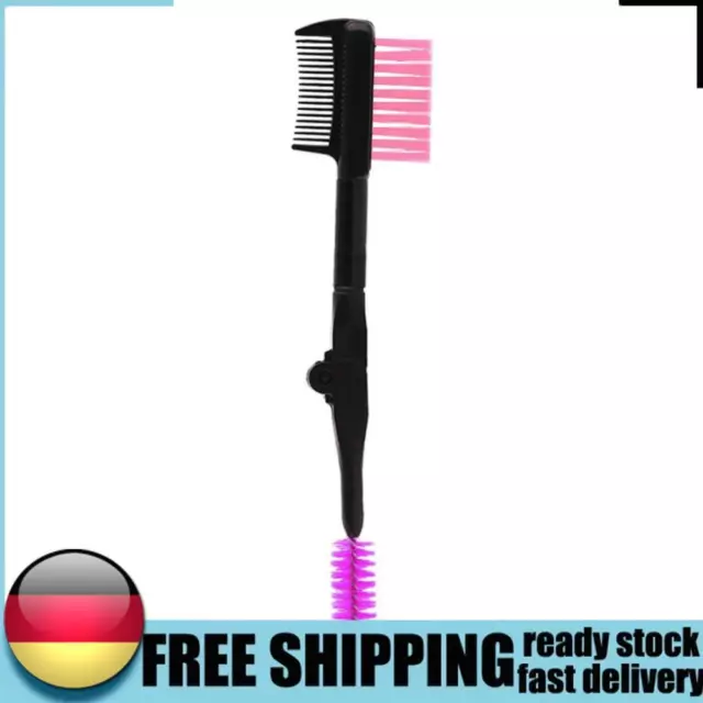 Double-ended Eyebrow Brush Eyelash Brush Comb and Round Comb Teeth (Purple) DE