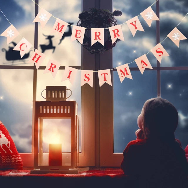 2 Sets Frohe Weihnachten Banner Dekorative Partei Hängende Banner Weihnachten 3