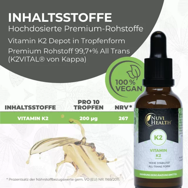 2x VITAMIN K2 MK-7 flüssig = 3400 Tropfen 100ML - 99,7% all trans - 200 µg Vegan 3