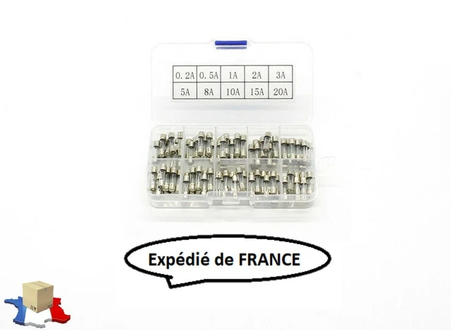 Assortiment de 100 Fusibles en verre 5 X 20 mm