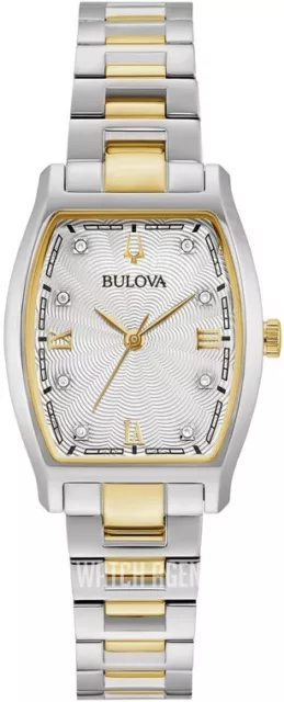 BULOVA 98P195 Diamond Accented Gold & Silver Tone Stainless Steel Women's Watch