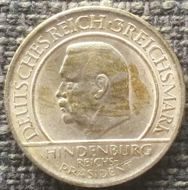 Weimarer Republik 3 Reichsmark 1929 D Hindenburg Schwurhand 426