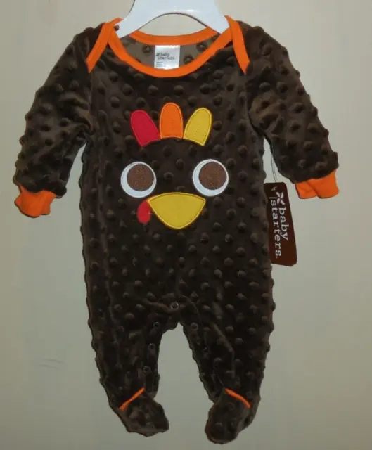 Baby Starters Newborn Boy Girls Pajamas One Piece Outfit TURKEY Thanksgiving New