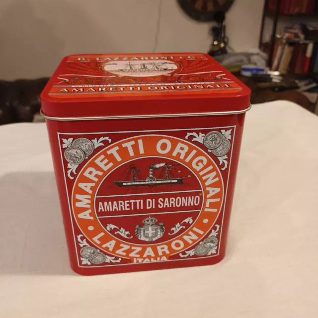 Antica scatola in latta Lazzaroni Amaretti di Saronno MILANO Vintage  - Italia