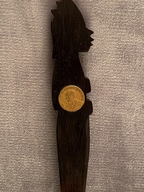 Coupe-papiers bois massif sculpté profil d'Indien d'Amazonie Brésil Vargas 1940 2