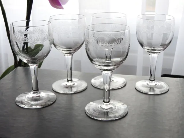5 anciens verres de table en cristal gravé BACCARAT SAINT LOUIS CLICHY PORTIEUX?