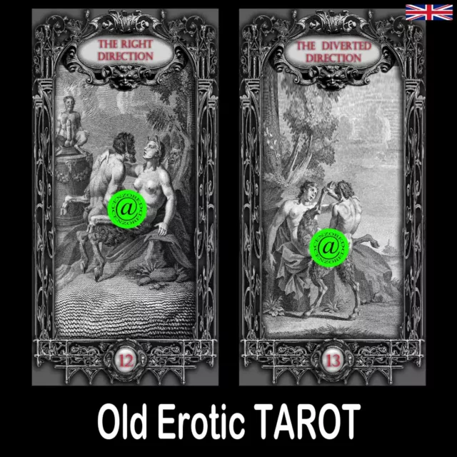 Erotik Fotostempel Tarotkarte Karten Deck selten alt Vintage Zeichnungskunst Kamasutra