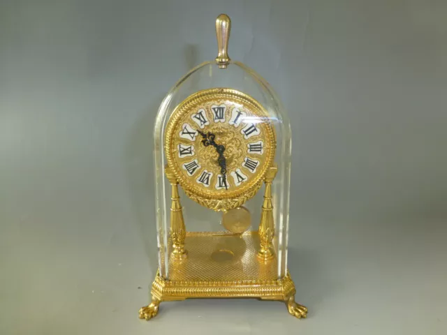 Antique German Gold Gilt Case Mechanical Carriage Swing Pendulum 8 Days Clock