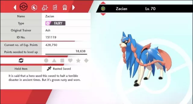 Legendary Zacian / Pokemon Sword and Shield / 6IV Pokemon