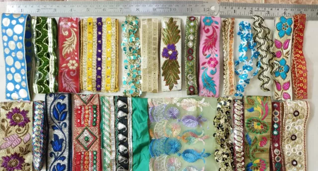 BEAUTY LOT Sari TRIM LACE RIBBON BORDER 25 Pcs ZARI DOLL CRAFT QUILT 9801 DS45