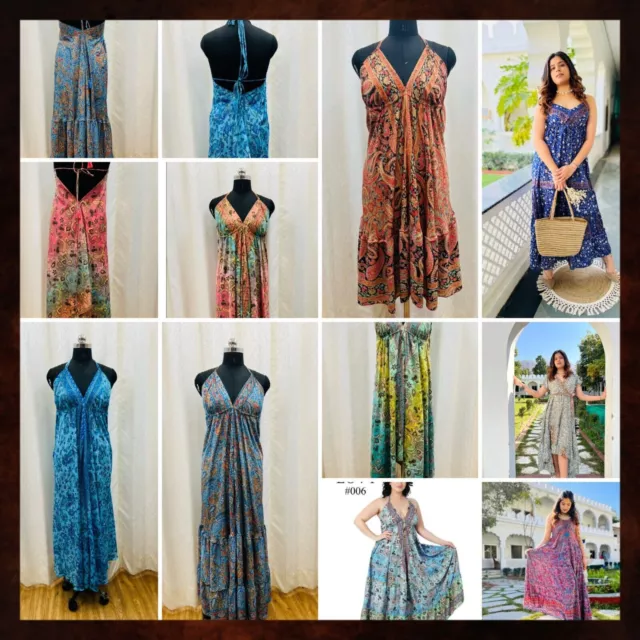 Wholesale Lot 10 PC Indian Wedding Dress Backless Women Dress Silk Bohemian