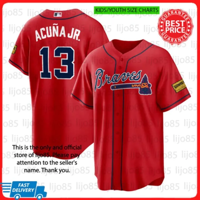 SALE [Kids/Youth] Ronald.Acuna.Jr. #13 ATL 2023-24 Season Red Jsy Gift 2