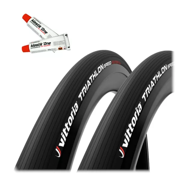 Set Pneumatico Tubolare VITTORIA Triathlon Speed 23-28'' Grafene 2.0 con Mast...